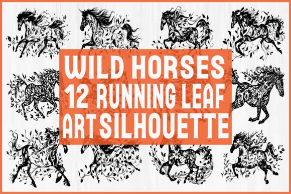 Download Wild Horse Running Leaf Silhouette SVG - Silhouette svg Collection